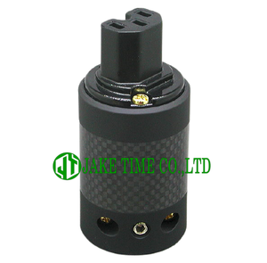 Audio Connector IEC 60320 C15 音響級歐規電源插座 黑色, 黑色碳纖維外殼, 鍍金