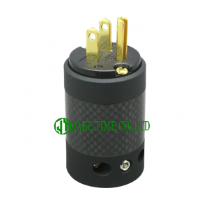 Audio Plug NEMA 5-15P 音響級美規電源插頭 黑皮革漆, 黑色碳纖維外殼, 鍍金