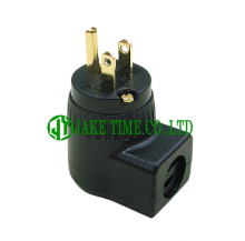 Audio Plug NEMA 5-15P 音响级美规电源插头 黑色, 直角L型, 镀金