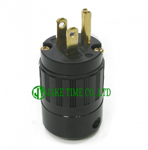 Auido Plug NEMA 5-15P 音響級美規電源插頭 黑色, 鍍金 線徑 17mm